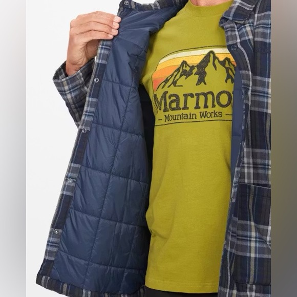 Marmot Men's Lanigan Arctic Navy Plaid Flannel Chore Coat—L - Picture 9 of 12